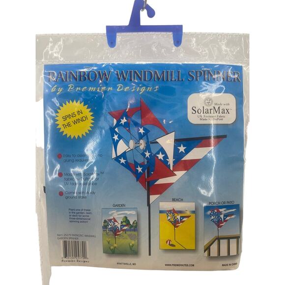 Patriotic AMERICAN FLAG Windmill Yard Garden Spinner by Premier Kites Solar Max - Picture 3 of 3